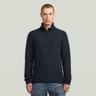 Double Collar Half Zip Knit