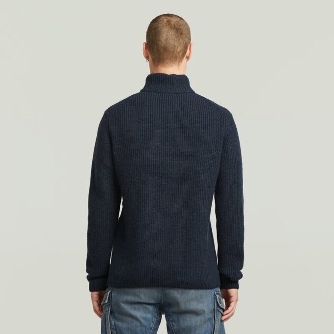 Double Collar Half Zip Knit