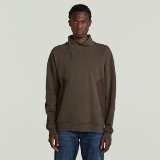 Fabric Mix Half Zip Sweater