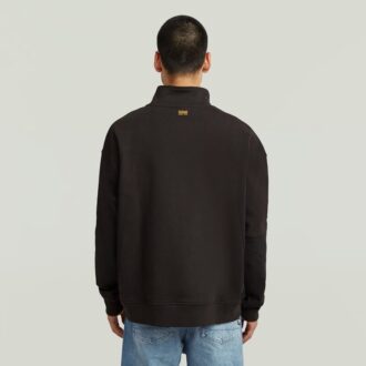 Fabric Mix Half Zip Sweater