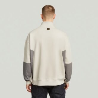 Fabric Mix Half Zip Sweater