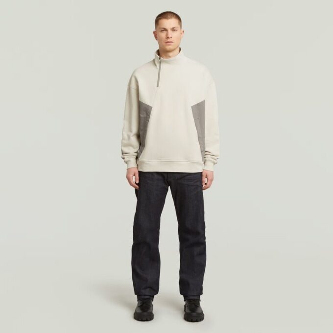 Fabric Mix Half Zip Sweater Fabric Mix Half Zip Sweater