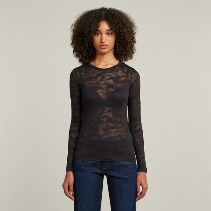 Fine Lace AOP Slim Top