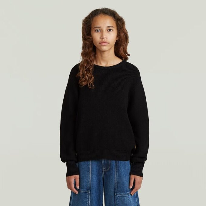Girls Cropped Crew Knit