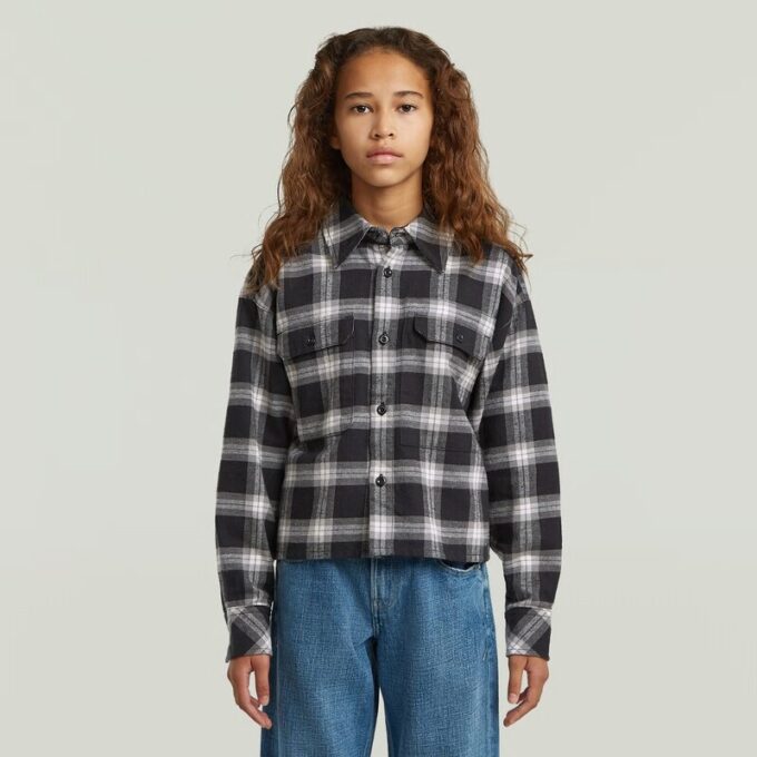 Girls Cropped Pocket Shirt