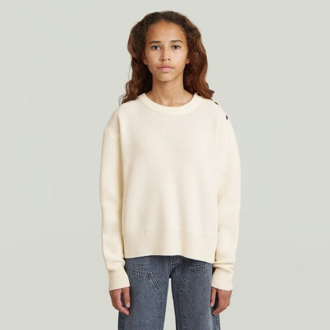 Girls Fisherman Crop Knit Cardigan