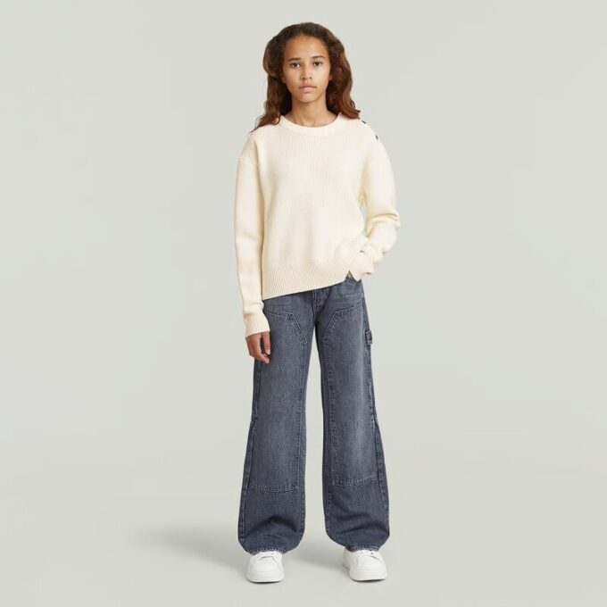 Girls Fisherman Crop Knit Cardigan