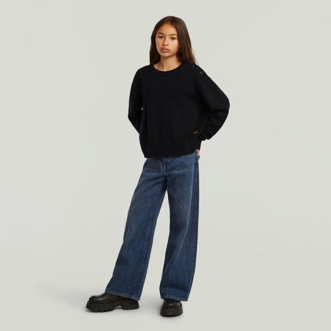 Girls Fisherman Crop Knit Cardigan