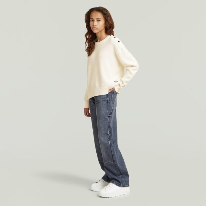 Girls Fisherman Crop Knit Cardigan