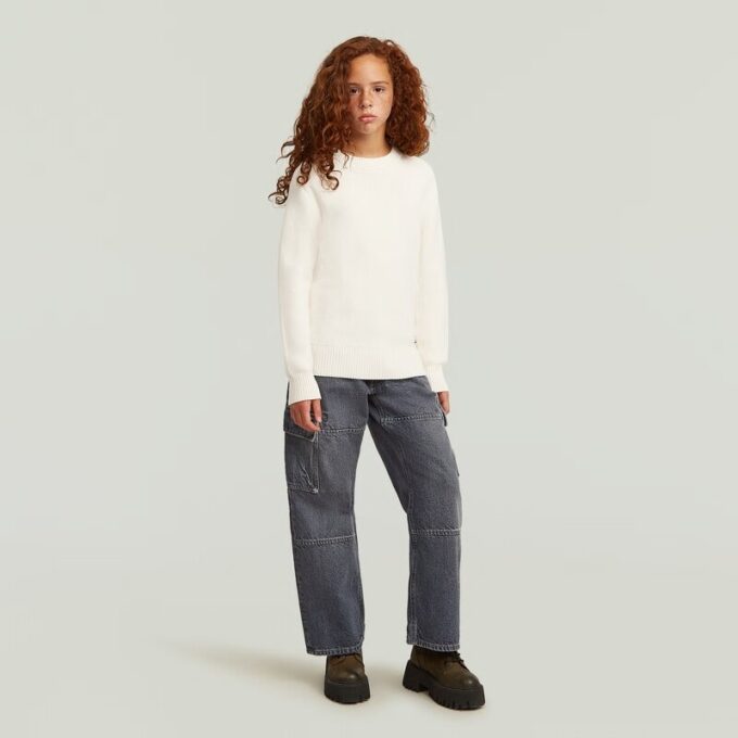 Girls Fisherman Knit Cardigan