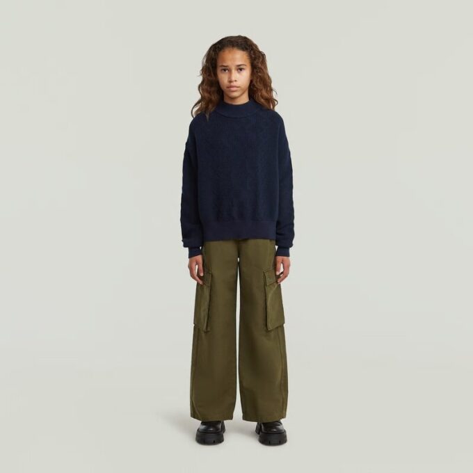 Girls High Waist Cargo Pants
