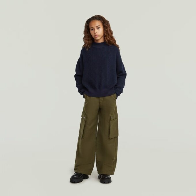 Girls High Waist Cargo Pants
