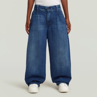Girls Pleated Barrel Chino Loose Jeans