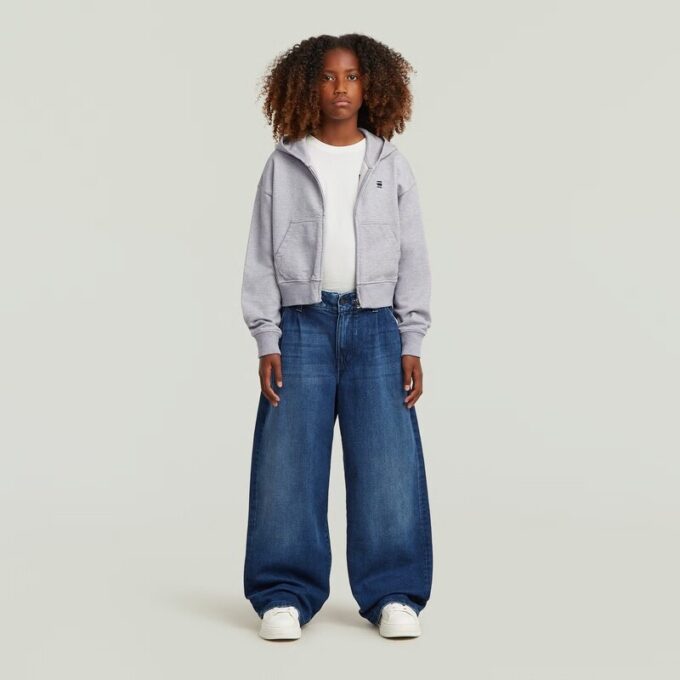 Girls Pleated Barrel Chino Loose Jeans Girls Pleated Barrel Chino Loose Jeans