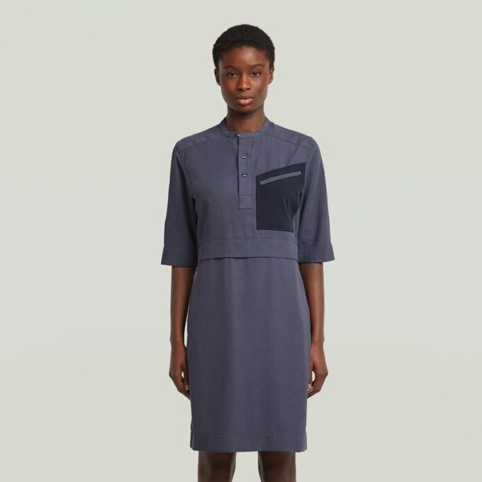 Half Placket Shirt Dress