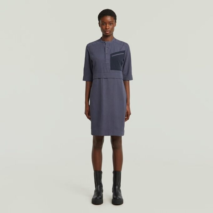 Half Placket Shirt Dress