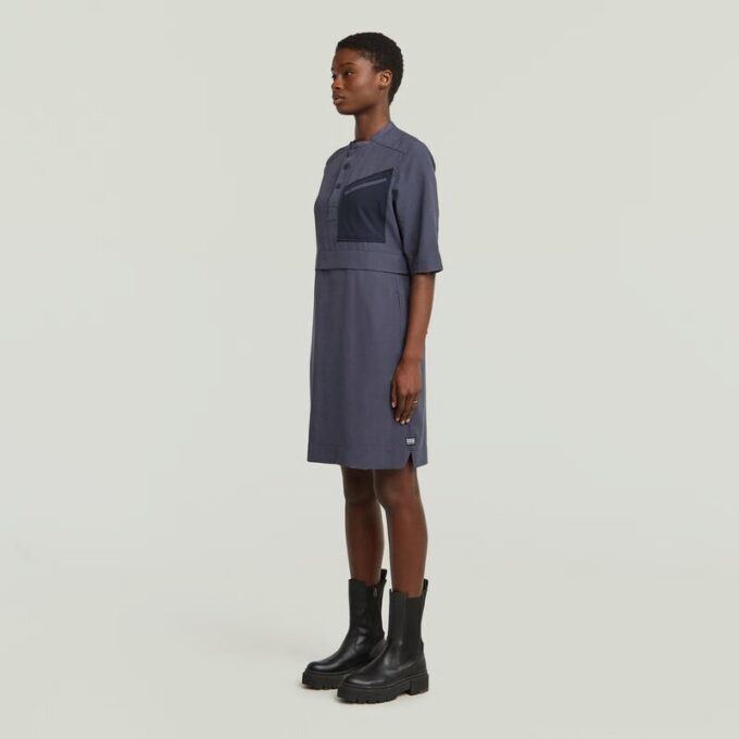 Half Placket Shirt Dress