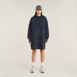 Loose Overdyed Hooded Sweater Dress