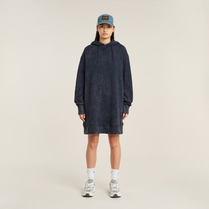 Loose Overdyed Hooded Sweater Dress Loose Overdyed Hooded Sweater Dress