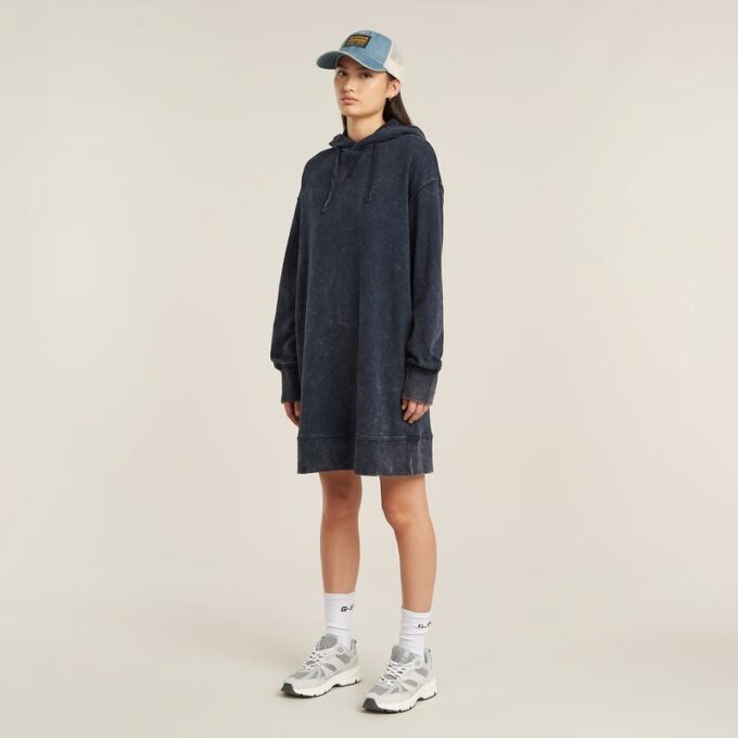 Loose Overdyed Hooded Sweater Dress Loose Overdyed Hooded Sweater Dress