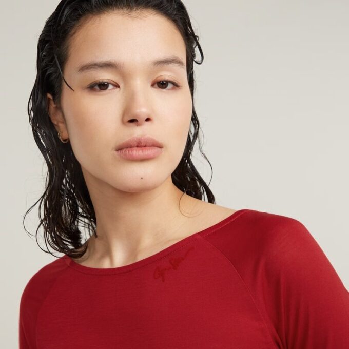 Low Back Slim 34 Sleeve Top Low Back Slim 34 Sleeve Top