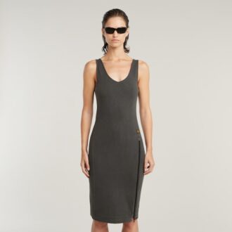 Overdyed Asymmetric Zip Dress