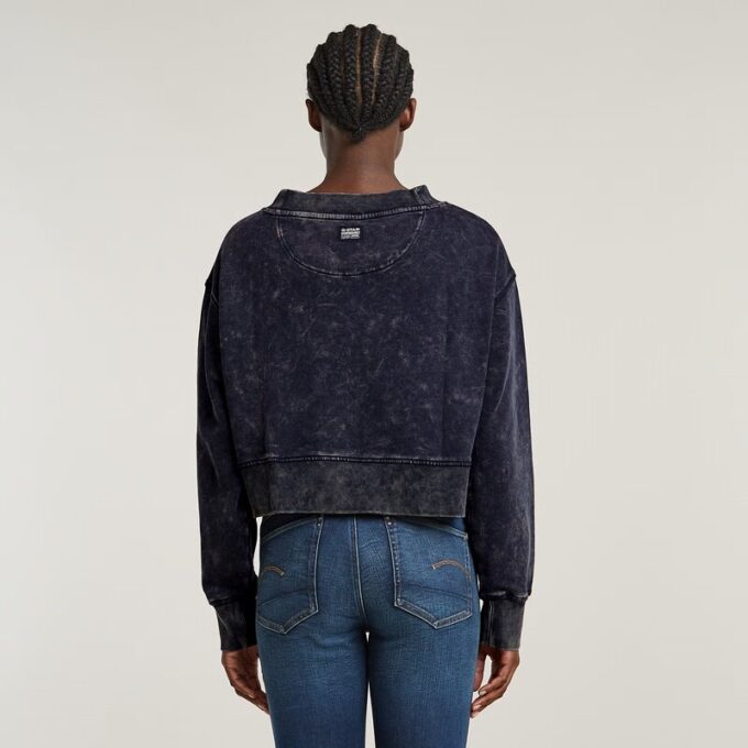Overdyed Cropped Logo Loose Sweater