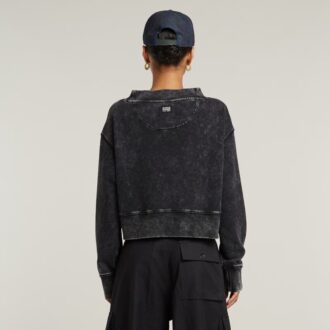 Overdyed Cropped Logo Loose Sweater