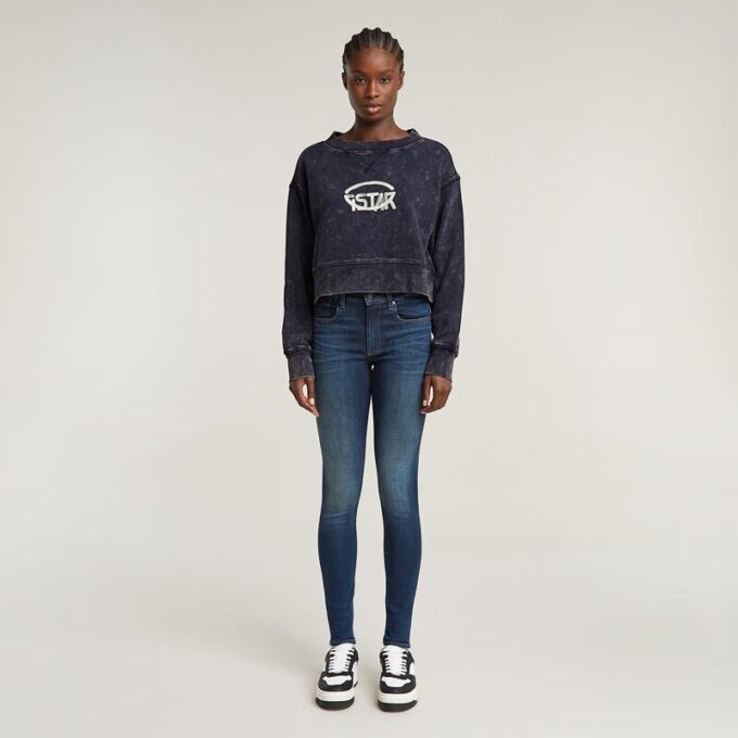 Overdyed Cropped Logo Loose Sweater
