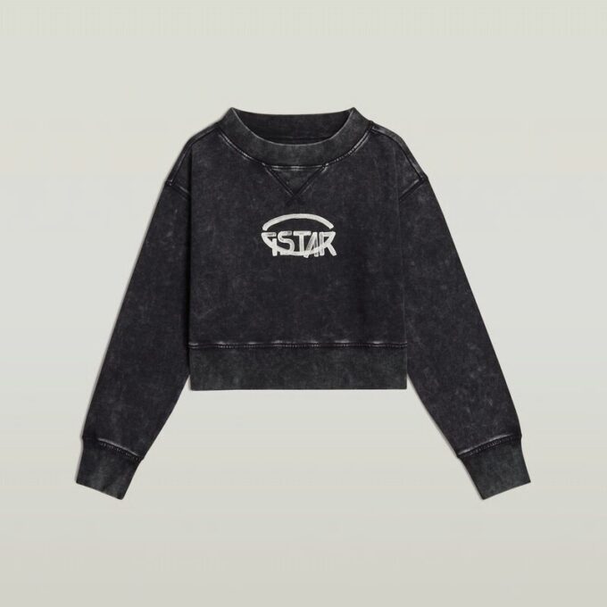 Overdyed Cropped Logo Loose Sweater Overdyed Cropped Logo Loose Sweater