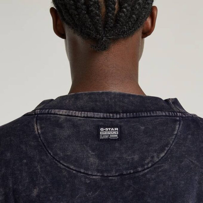 Overdyed Cropped Logo Loose Sweater