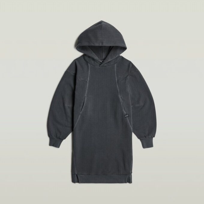 Overdyed Hooded Sweater Dress