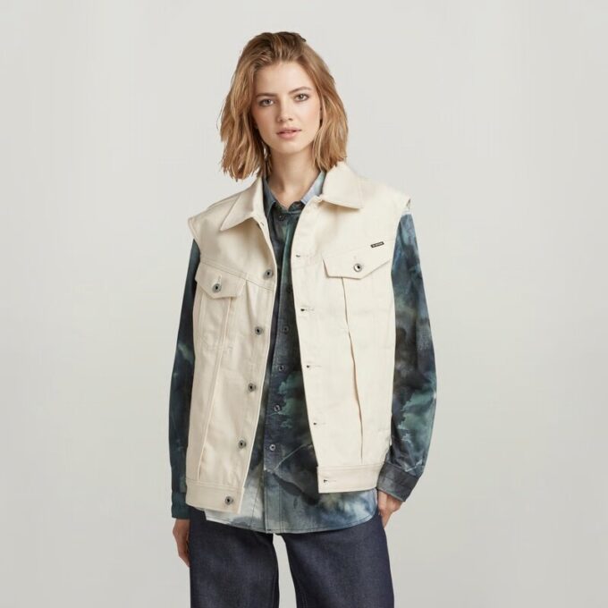 Oversized Denim Vest Evergreen