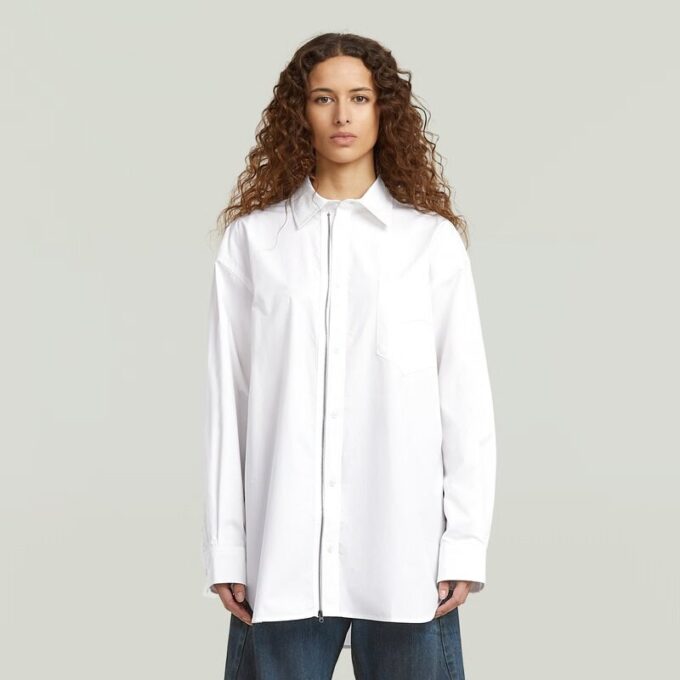 Oversized Zip Poplin Shirt