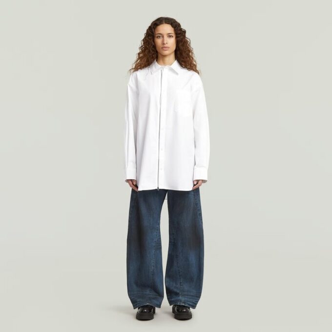 Oversized Zip Poplin Shirt