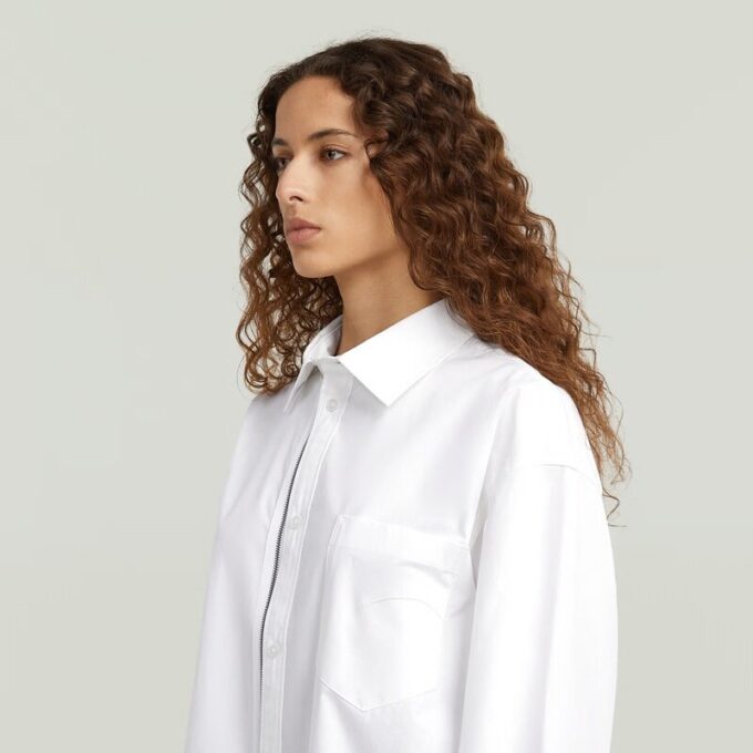 Oversized Zip Poplin Shirt