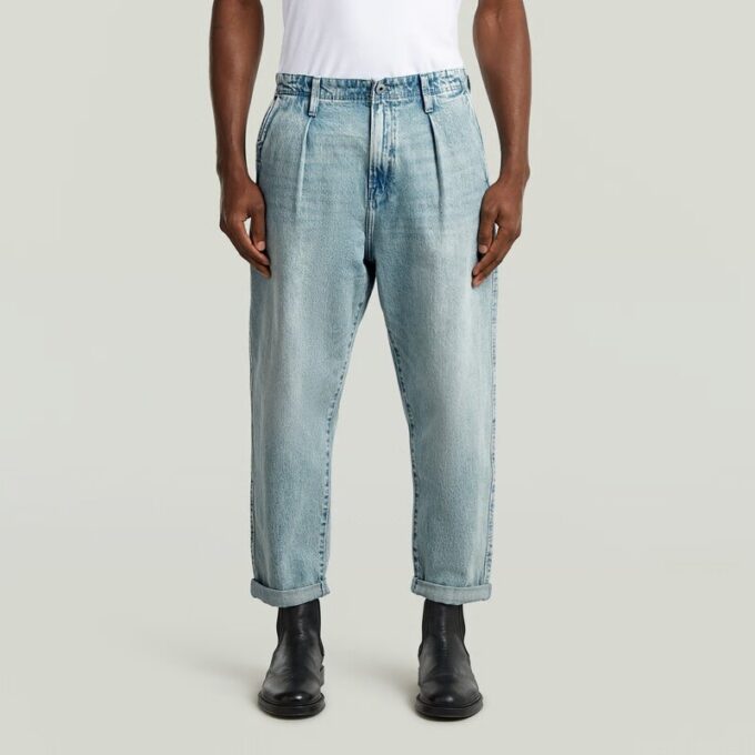 Pleated Chino Denim Relaxed Tapered