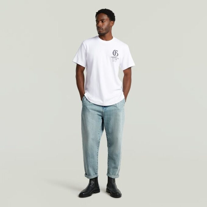 Pleated Chino Denim Relaxed Tapered