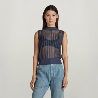 Pointelle Knitted Mock Top