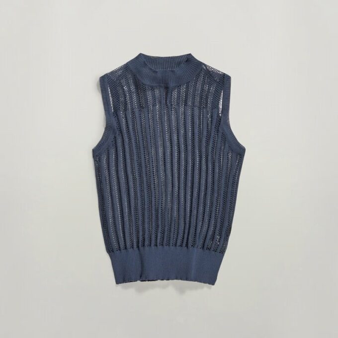 Pointelle Knitted Mock Top