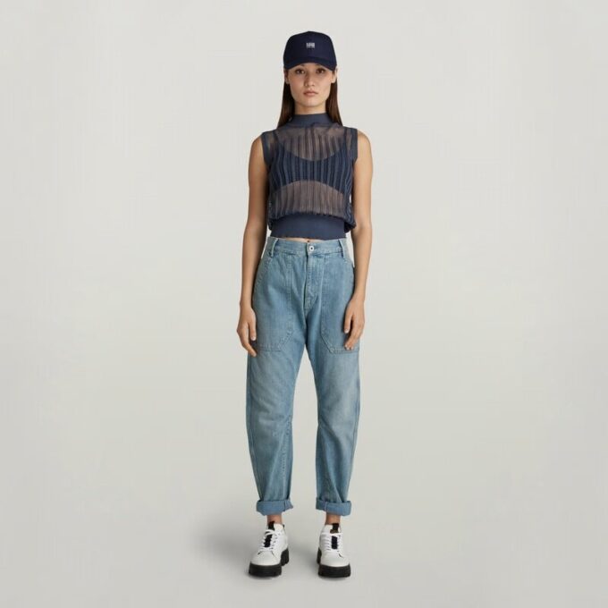 Pointelle Knitted Mock Top