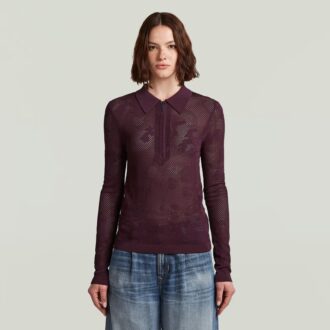 Pointelle Slim Polo Knit
