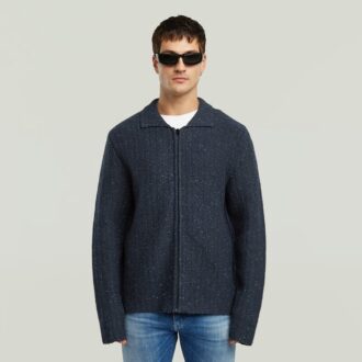 Polo Collar Full Zip Knit