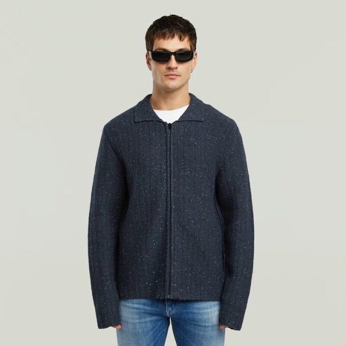 Polo Collar Full Zip Knit Polo Collar Full Zip Knit