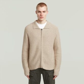 Polo Collar Full Zip Knit