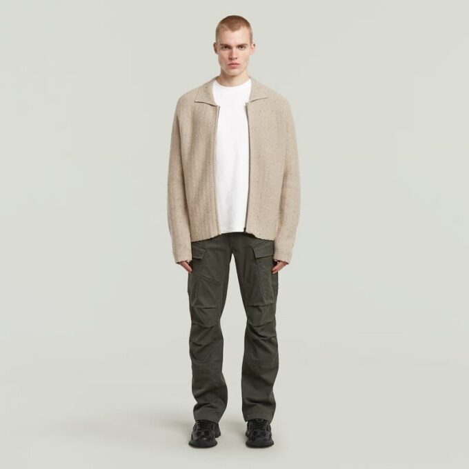 Polo Collar Full Zip Knit