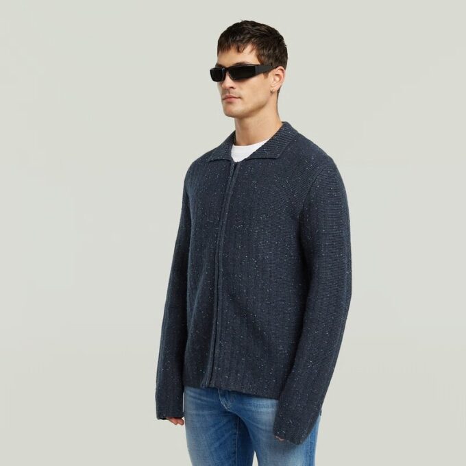 Polo Collar Full Zip Knit Polo Collar Full Zip Knit