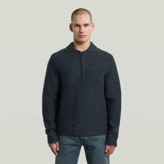 Polo Collar Half Zip Knit