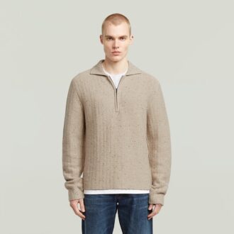 Polo Collar Half Zip Knit