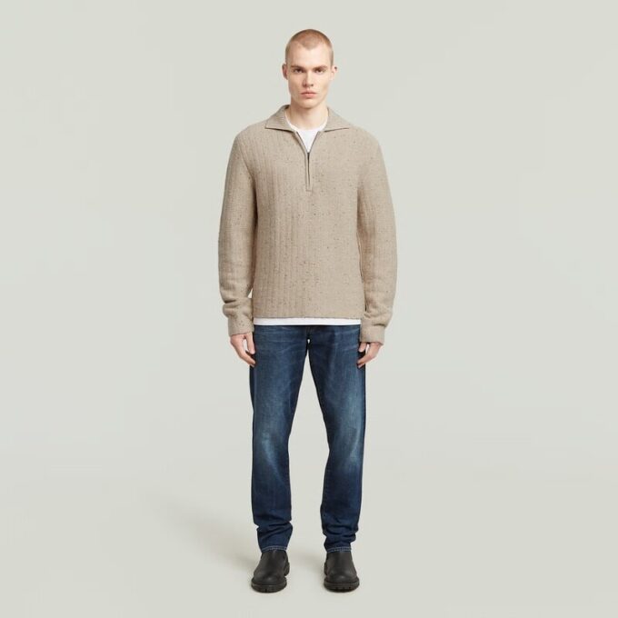 Polo Collar Half Zip Knit